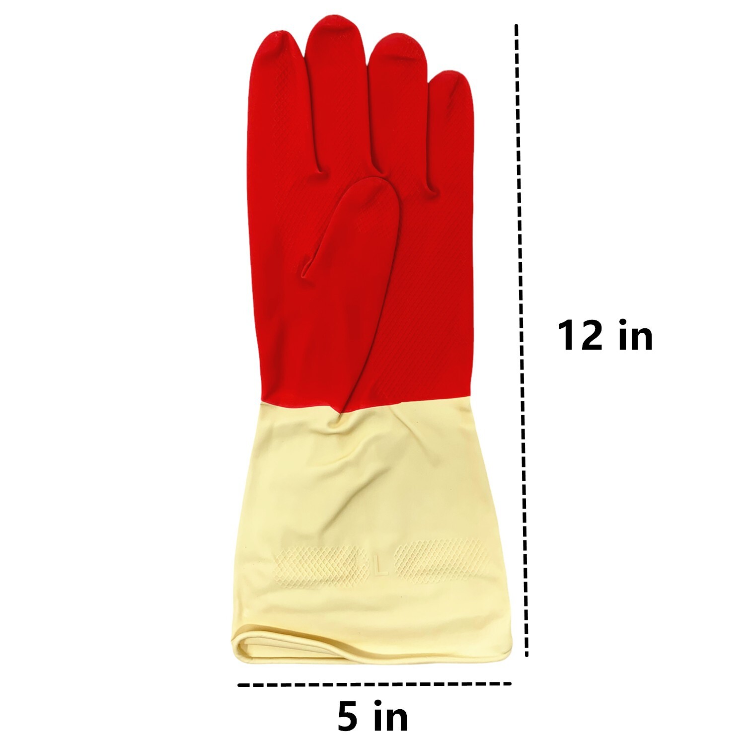 Large Rubber Cleaning Gloves Kitchen Dishwashing Waterproof With Textured Grip