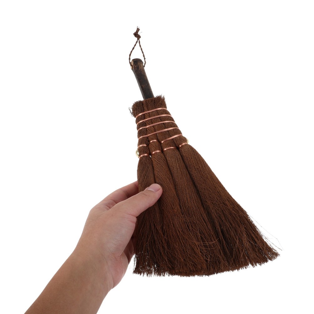 Mini Palm Whisk Broom For Desk Japanese Tea Ceremony Cleaning Tool Brown