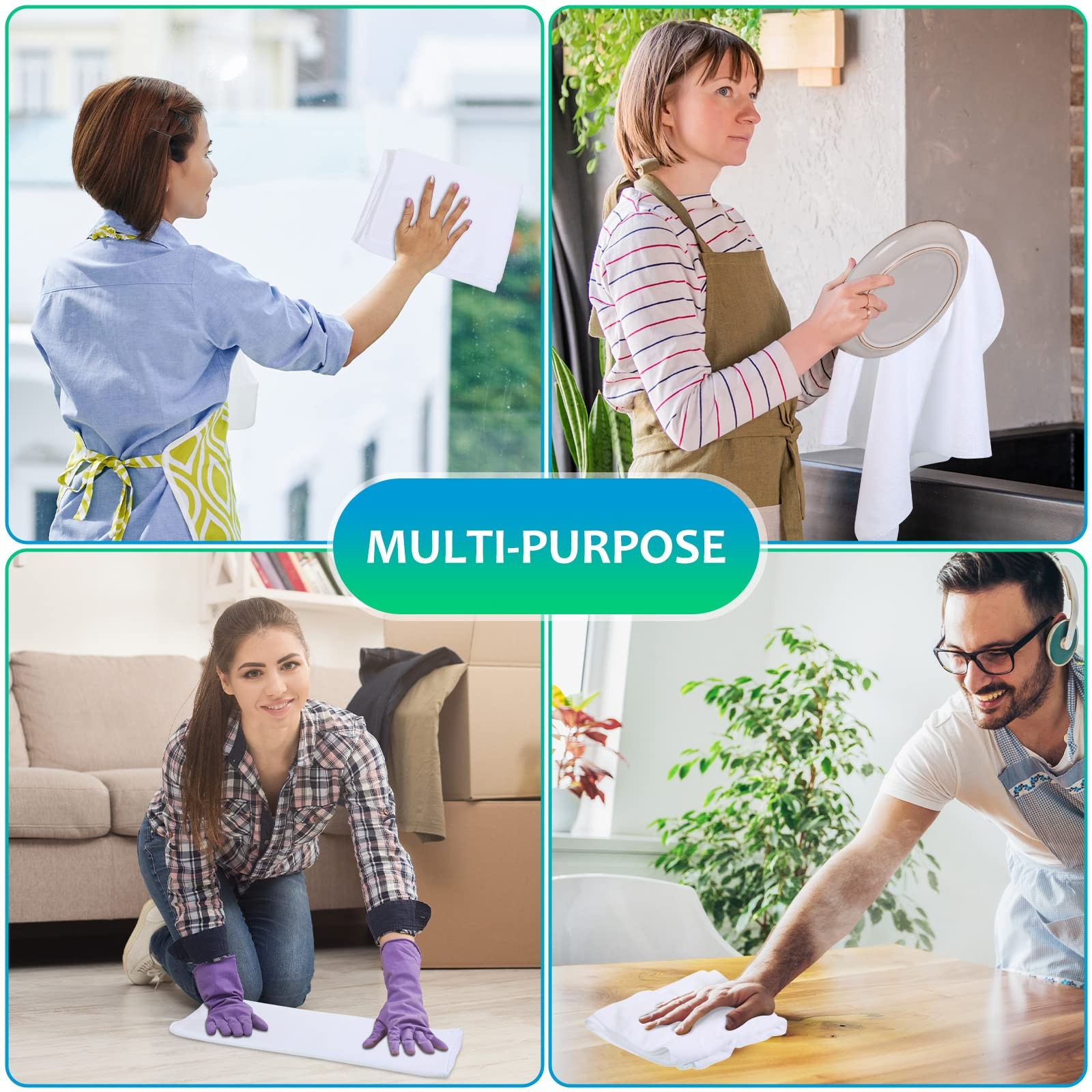 Newwiee 3 Pcs Extra Large Microfiber Cleaning Cloth 30″ x 20″ Large, White
