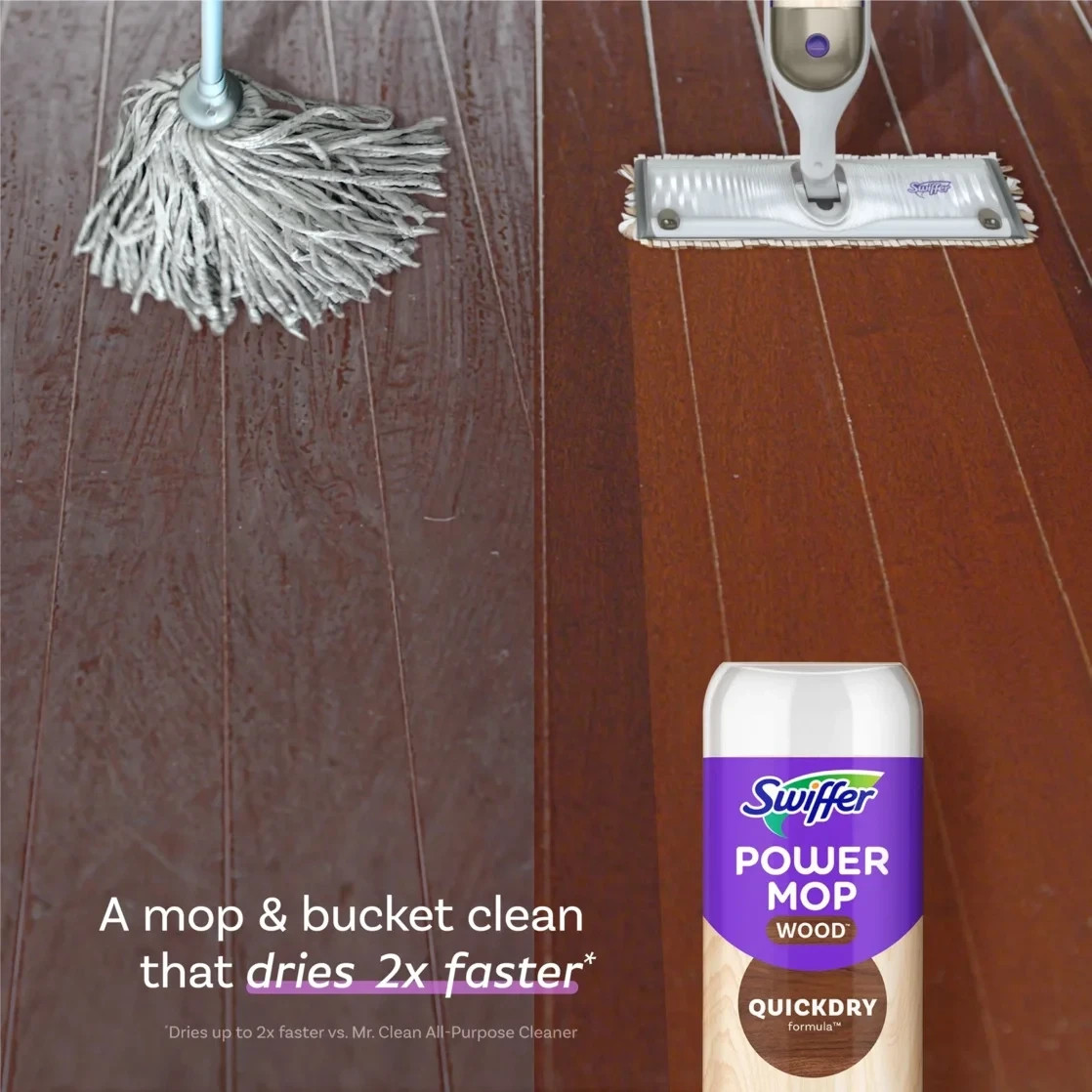 Swiffer Power Mop Wood Quickdry Floor Cleaner – 2 Pack 25.3 oz. each