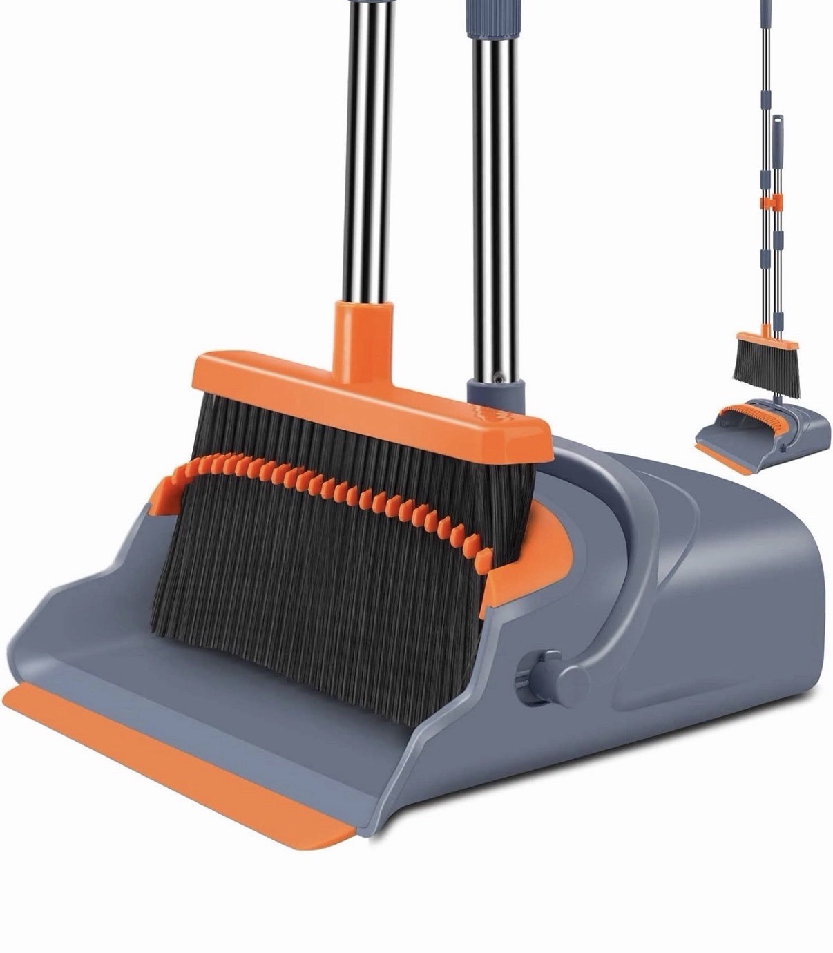 Broom Dustpan Set Self-Cleaning Indoor Outdoor Heavy Duty Recycled Material