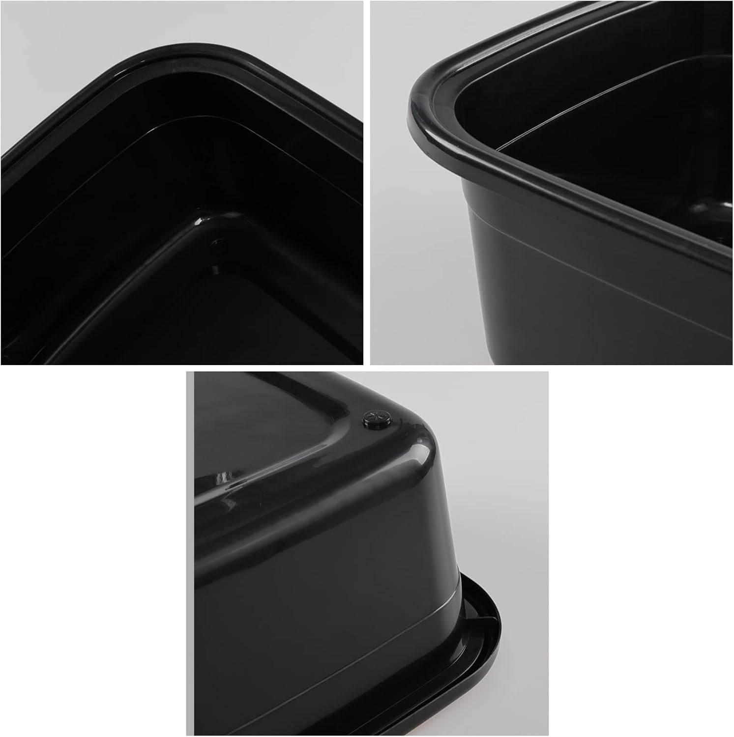 2 Pack 18 Quart Plastic Washing Basin Tub, Black Rectangle Dish Pan