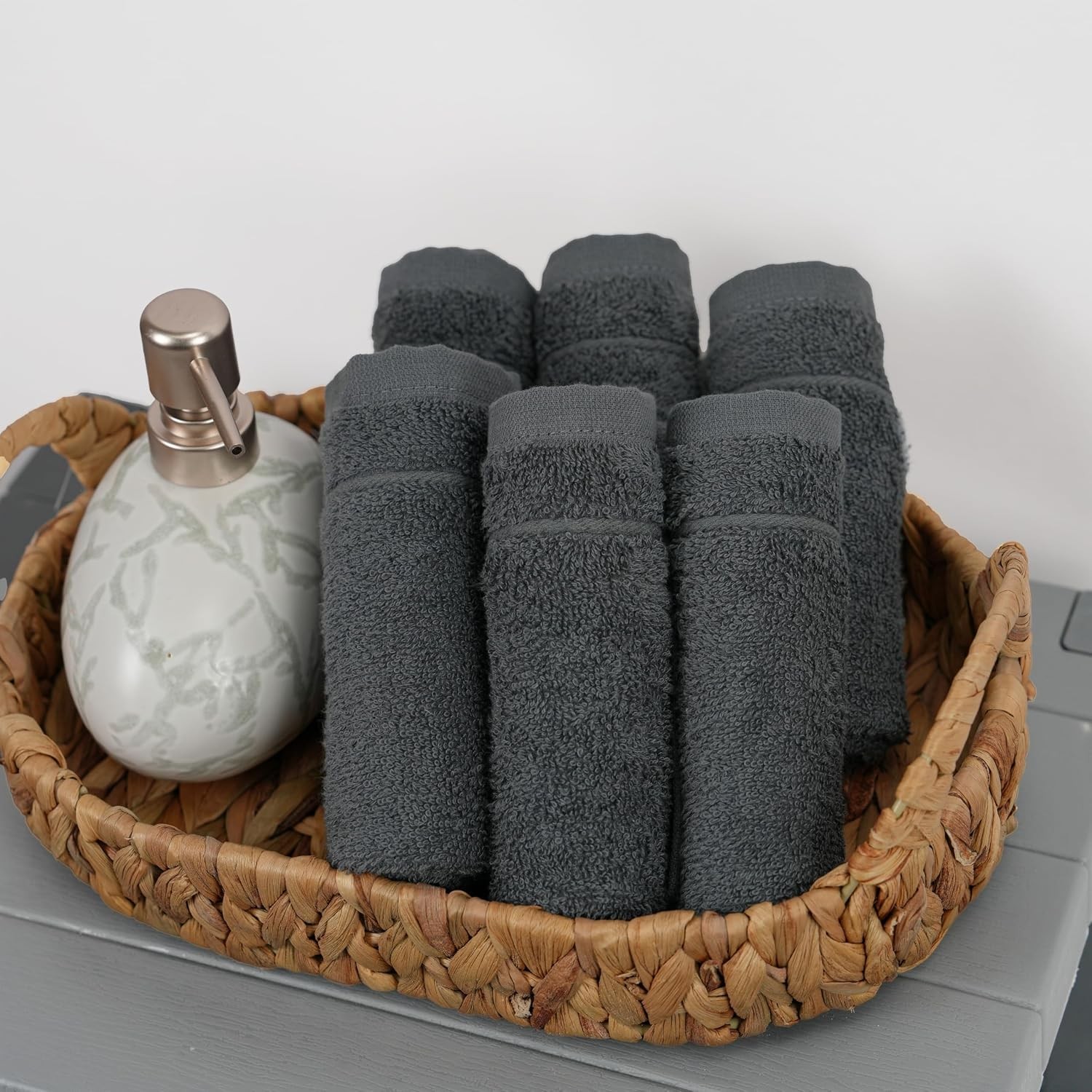 Pack of 60 Washcloths, 12 x 12 Inches, Lighter Weight, Quick to Dry, Super Soft