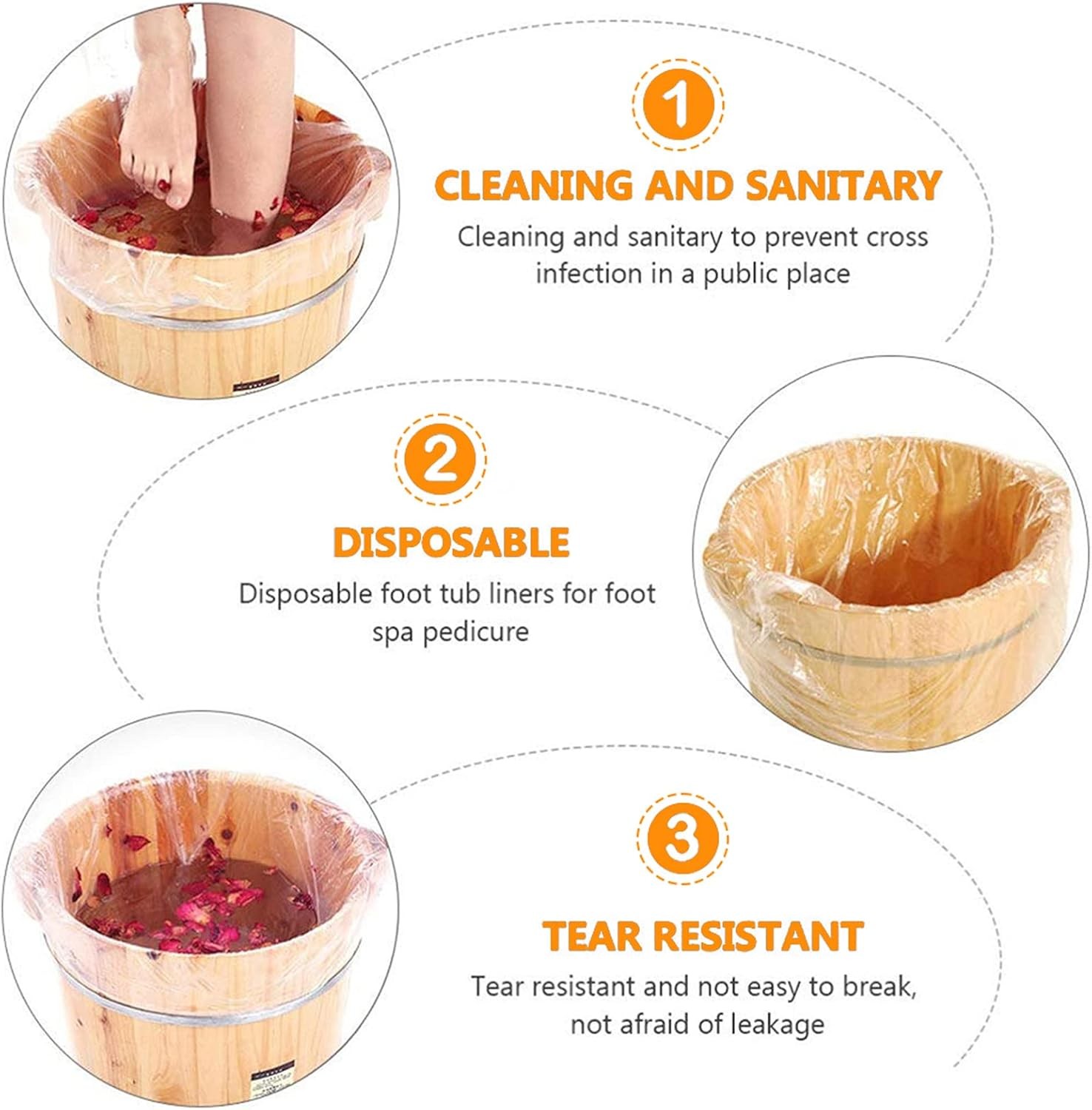 100 pcs Foot Basin Liners for Ionic Detox Foot Tub, Disposable Large Foot Tub