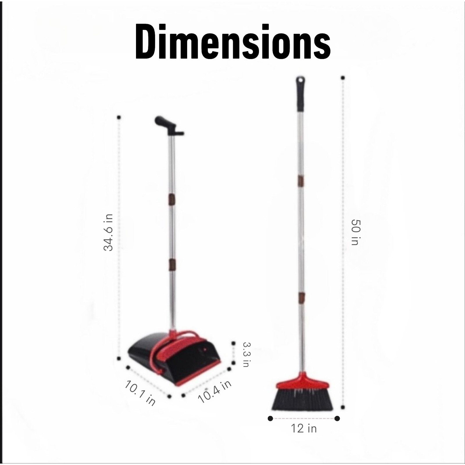 awnii Broom and Dustpan Combo Set, Adjustable Handle , for Home Offices Hotels