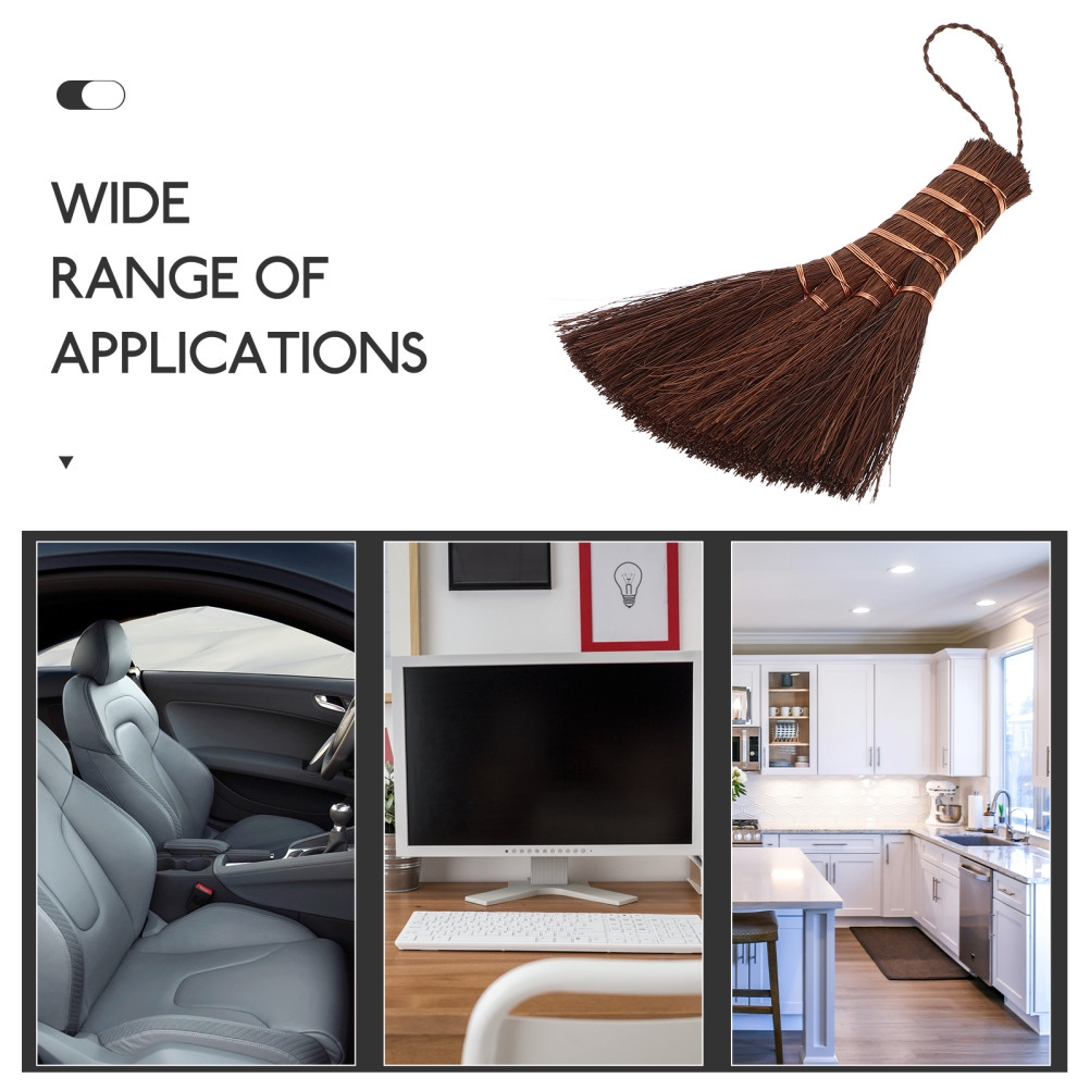 Car Broom Palm Fiber Wood 1Set 5.6*4.6*0.6In For Narrow Spaces Cleaning