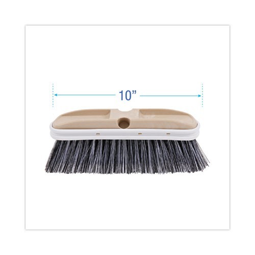 Boardwalk 10″ Brush with Vinyl Bumper, Black/White Polystyrene Bristles