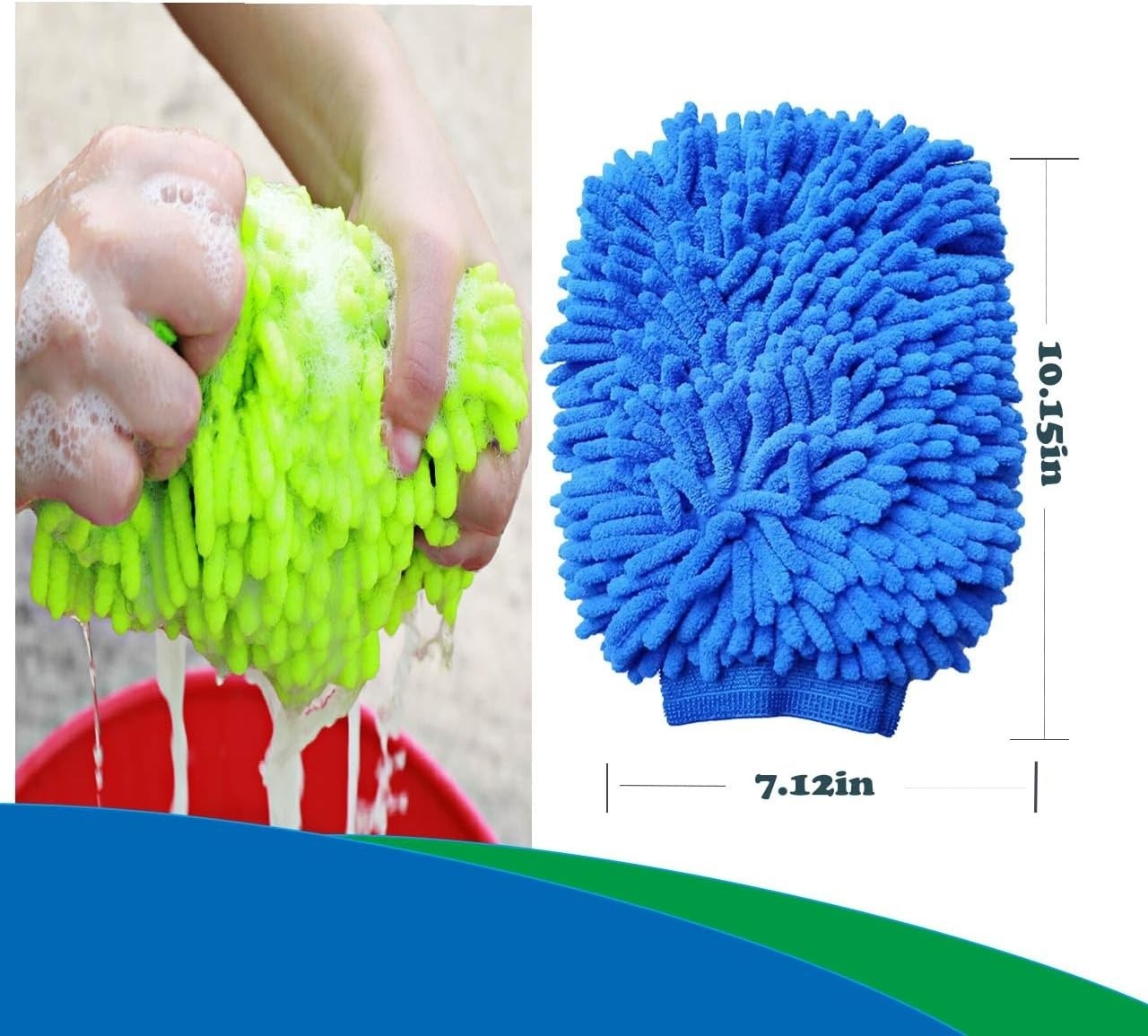 2 Pack Car Wash Mitt Microfiber Chenille Car Wash Mitt Scratch Free For Cars