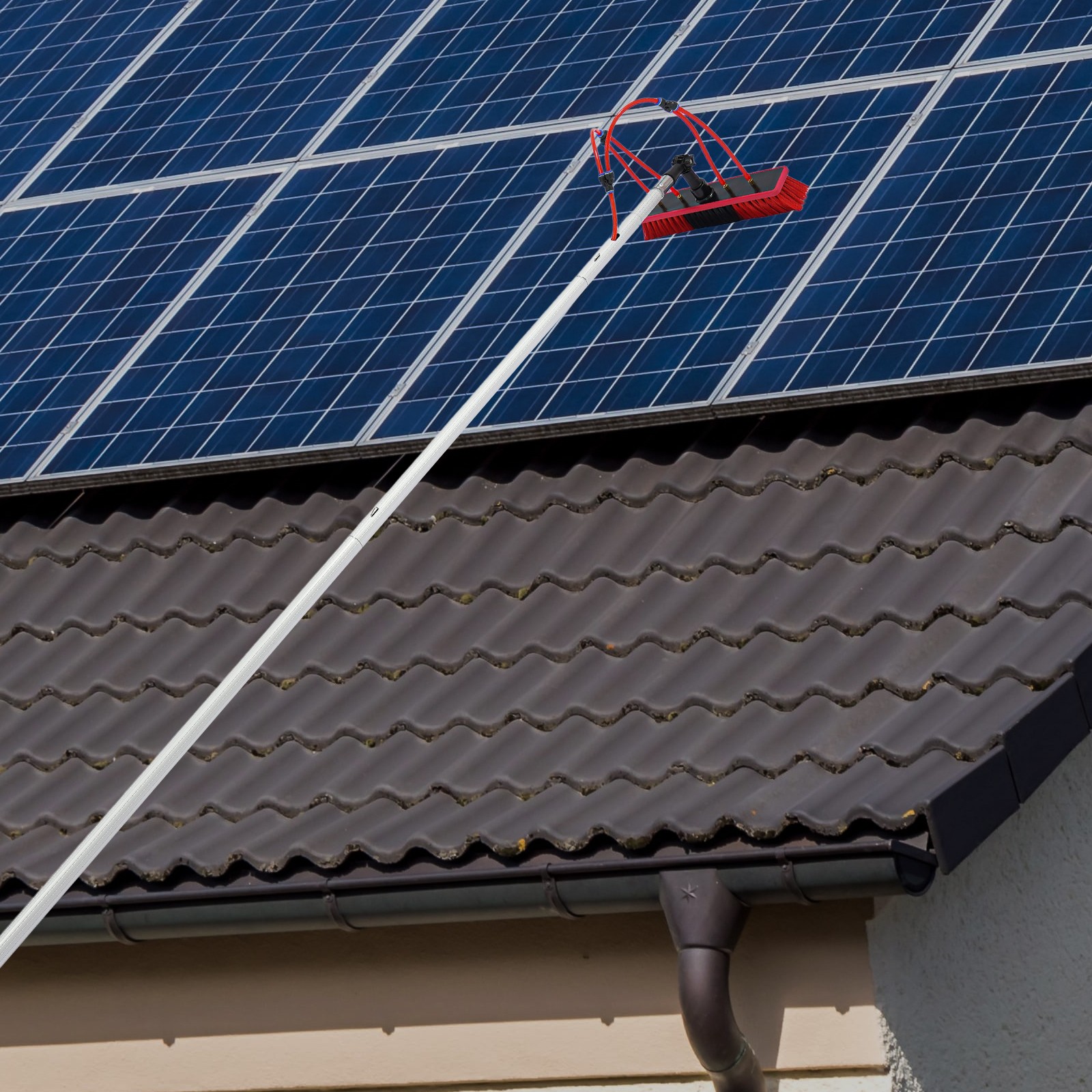 Solar Panel Cleaning Brush Outdoor Window Adjustable Pole Cleaning Kit Modern