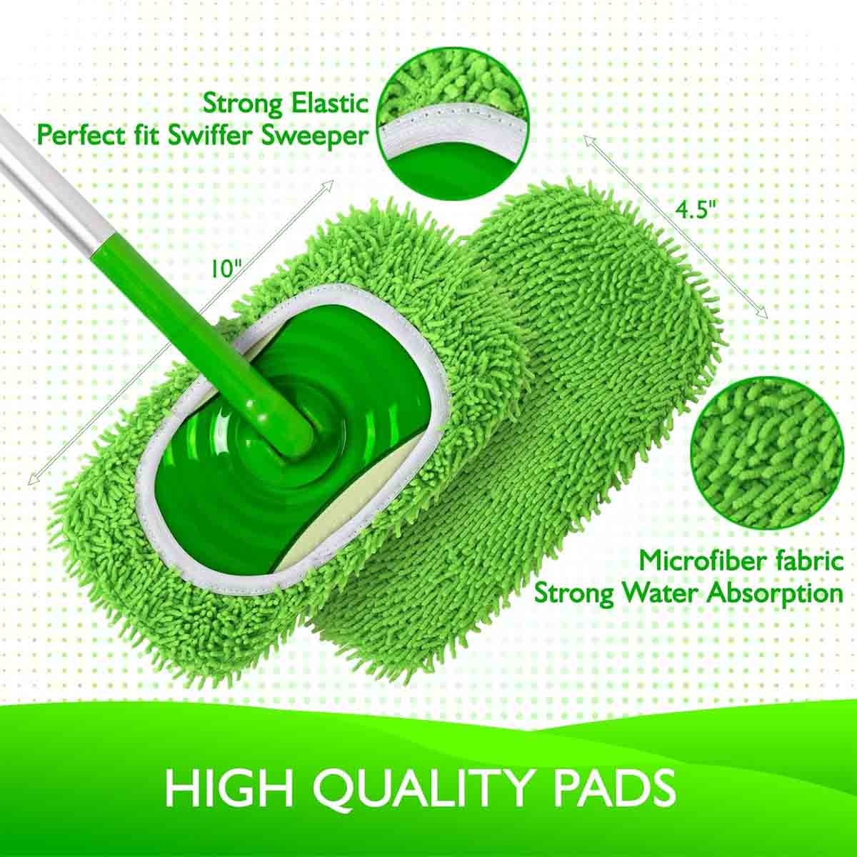 6 Pack Reusable Washable Microfiber Mop Pads for Swiffer Sweeper Floor Cleaner