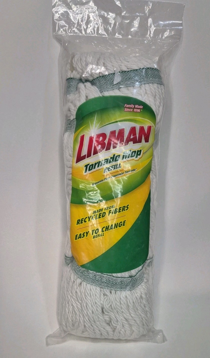 Libman Tornado Mop Refill White Cotton Blend Snap On.