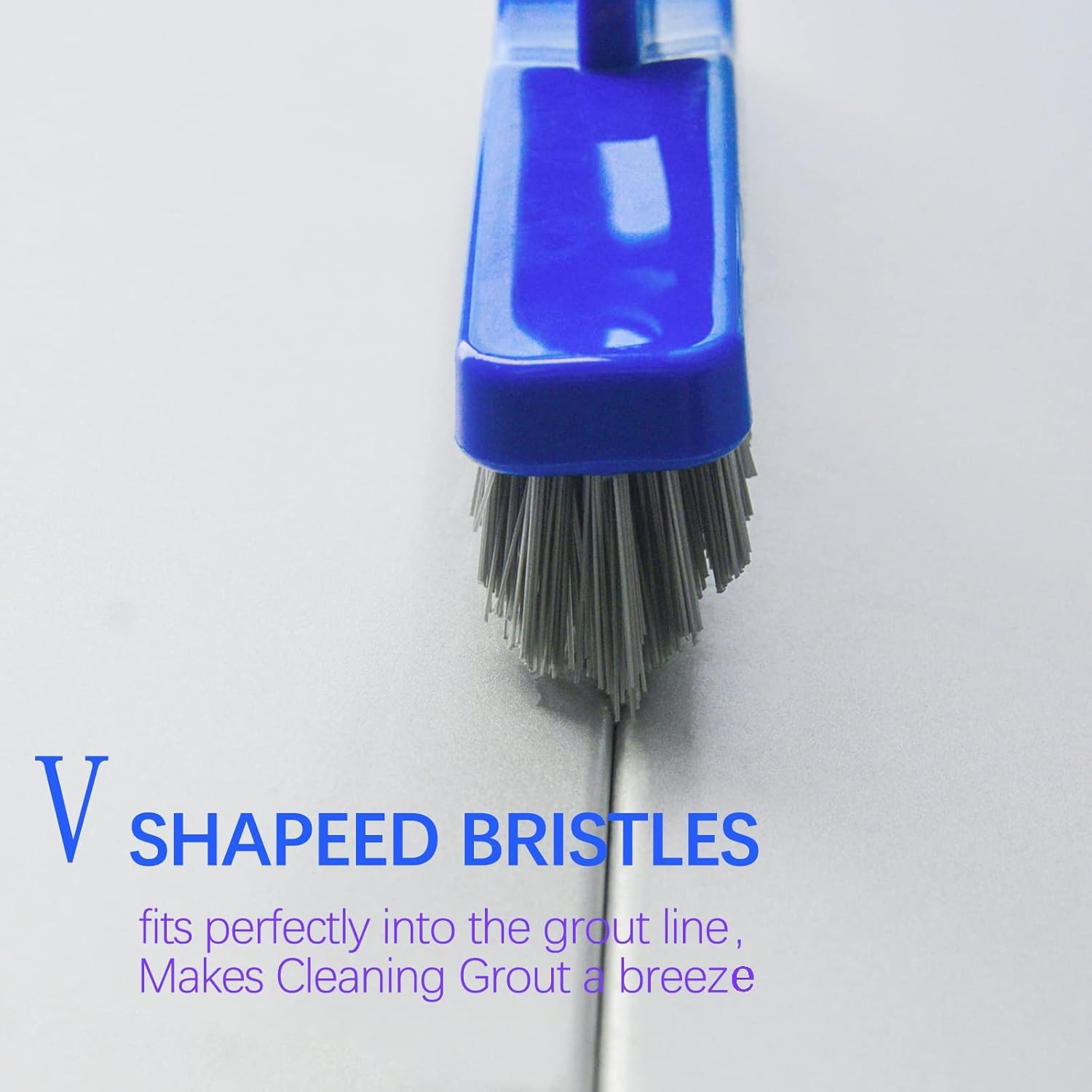 ITTAR Grout Brush with Long Adjustable Handle, Swivel Scrub Brush, V-Shape Grout