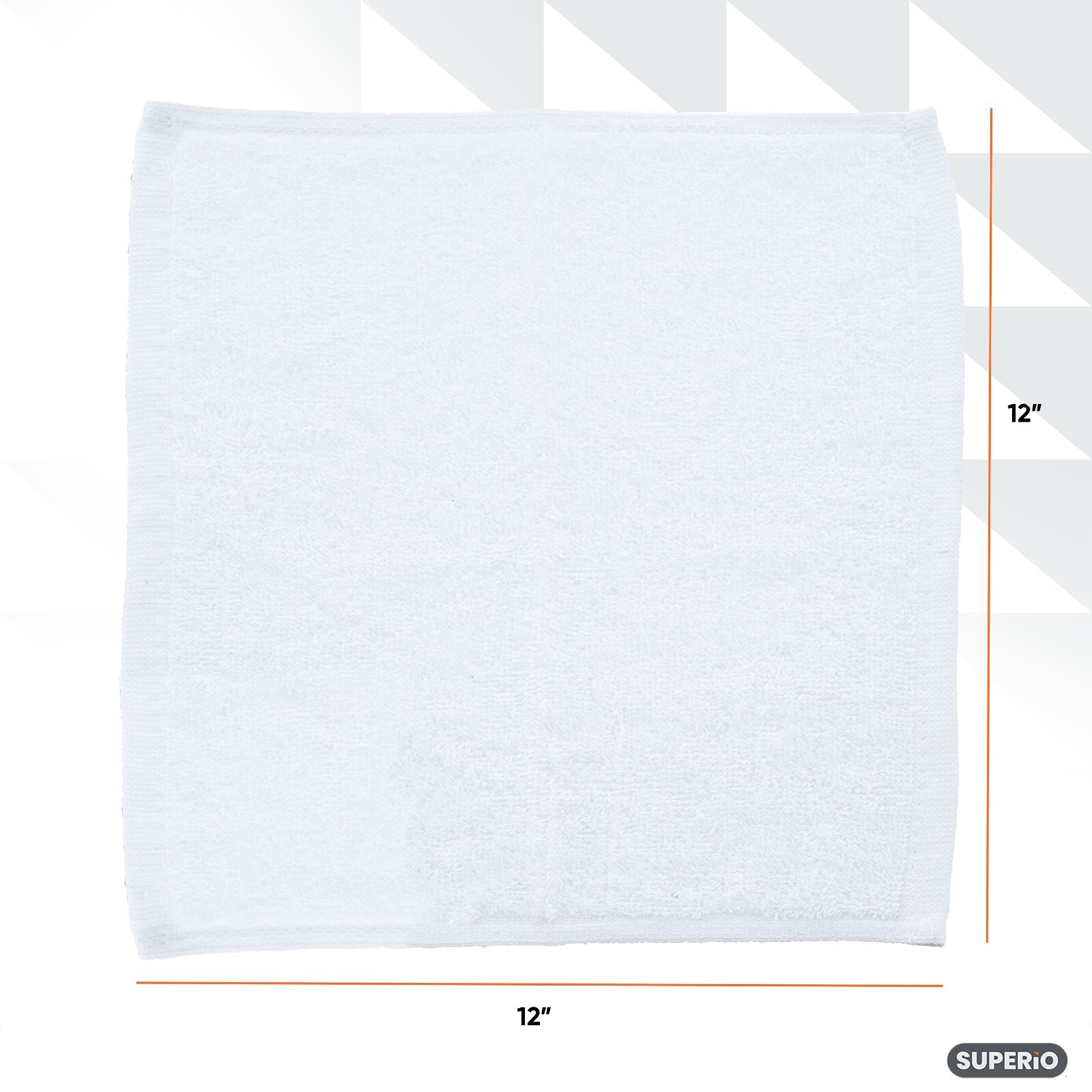 Superio Terry Cloths 100% Cotton 12″ White, 6 Pack Cleaning Rags Washcloths