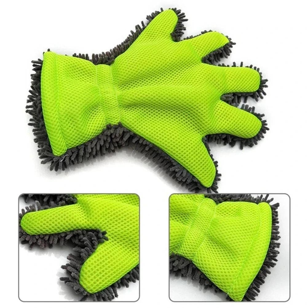5-finger Car Wash Mitt Scratch Free Microfiber Cleaning Gloves Auto Chenille
