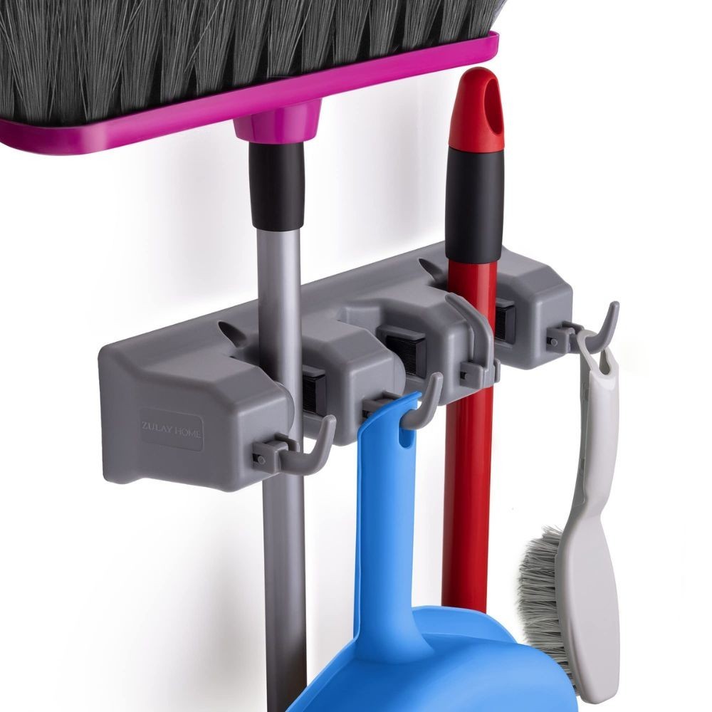 Zulay Home Mop and Broom Organizer Wall Mount – Easy to Install Wall Mount
