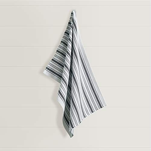 Kitchen Towels Set – (20’’ x 30’’) Extra Pack of 6 Dark Grey Multi Striped