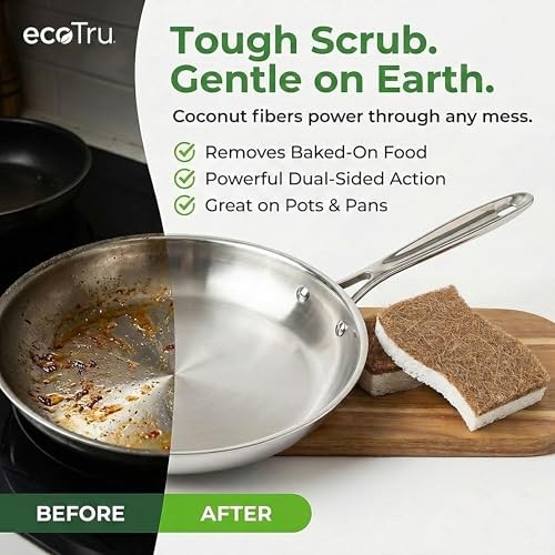 6 Pack Natural Kitchen Sponges Compostable Cellulose