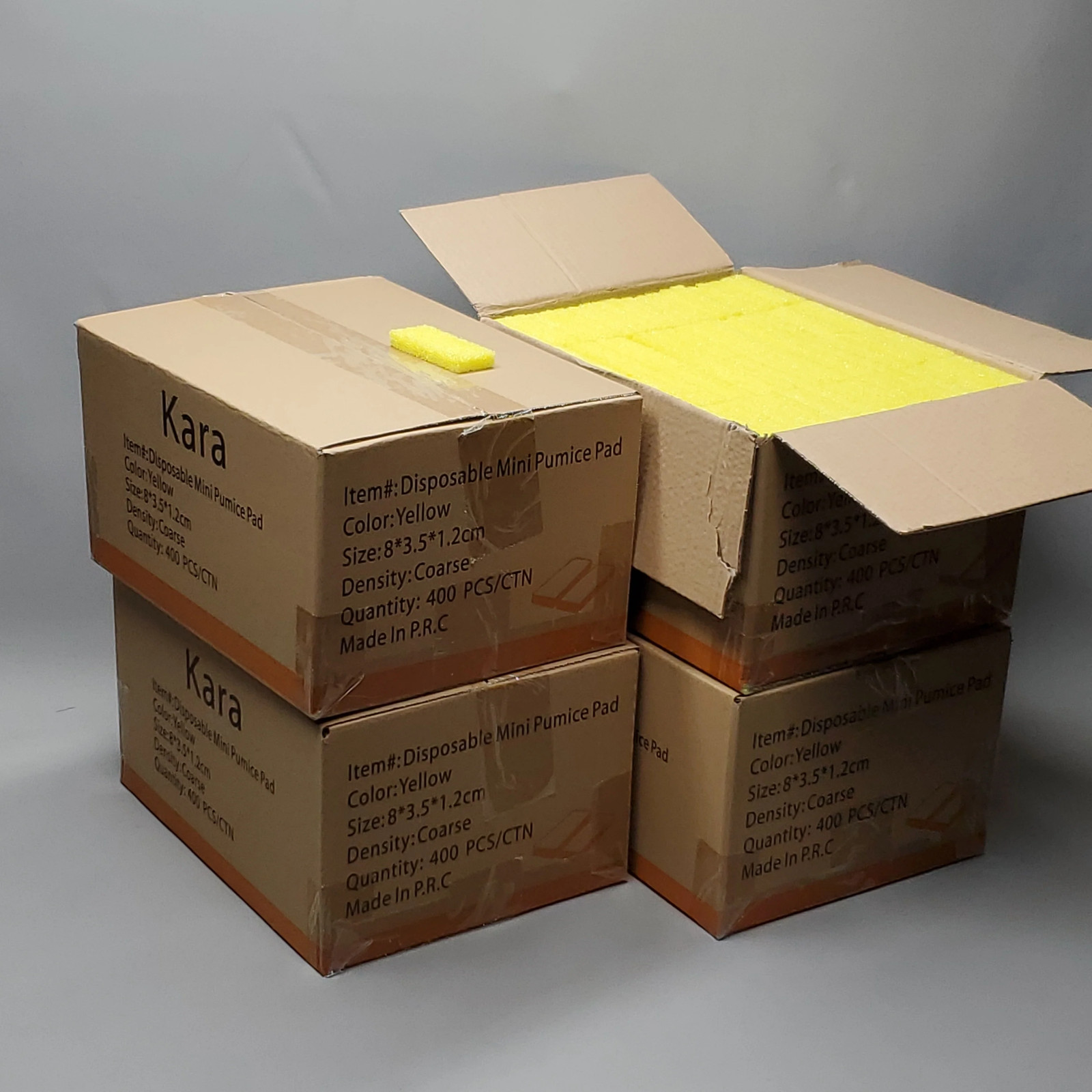 KARA Disposable Pumice Coarse Scrub Pads Yellow 8×3.5×1.2 CM 1600 PCS (New)