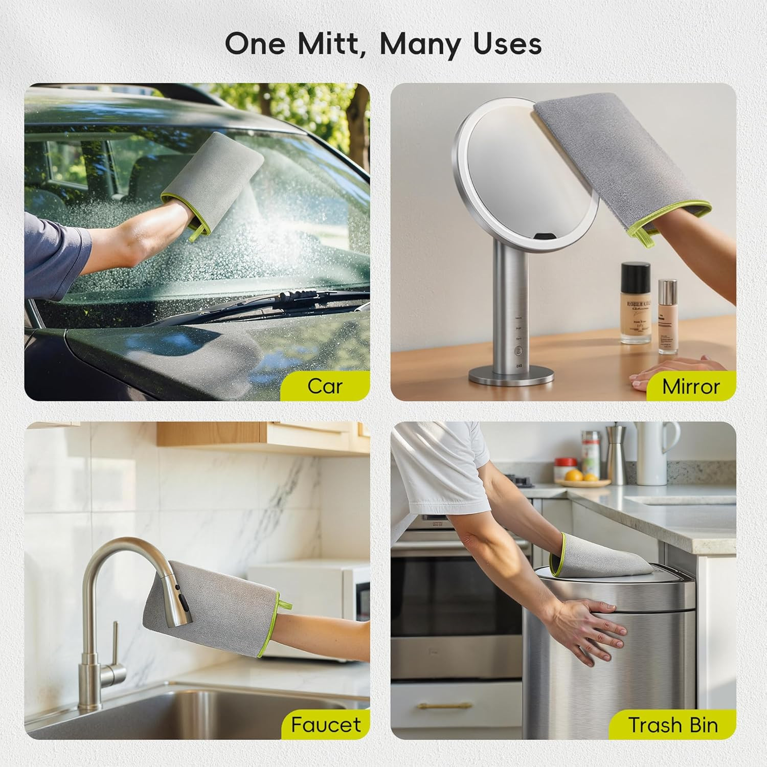 EKO Microfiber Cleaning Mitt for Stainless Steel – Lint-Free Reusable Polishing