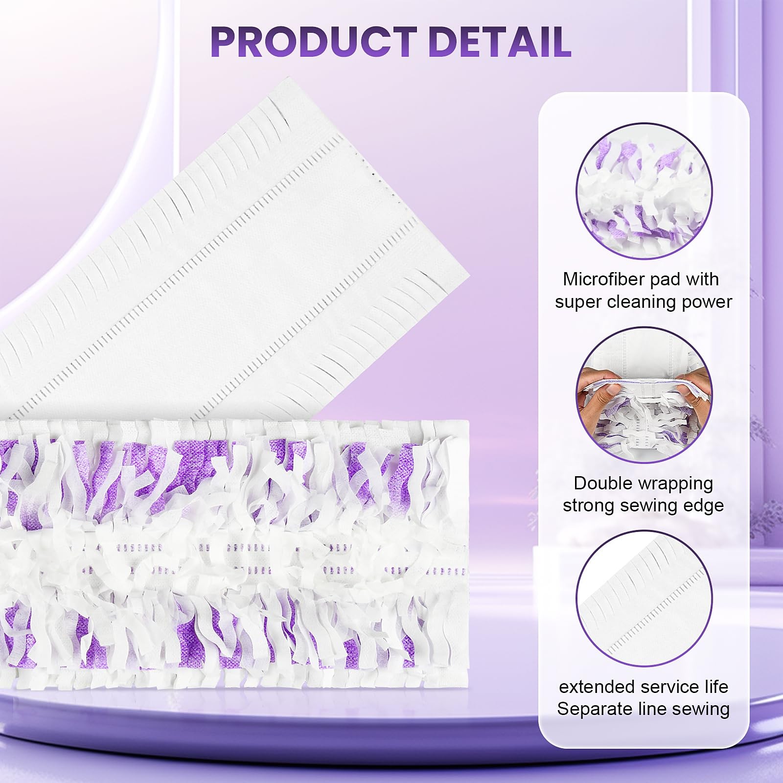 12 Pack Floor Mop Refills, for Swiffer Power Mop, Washable, Purple
