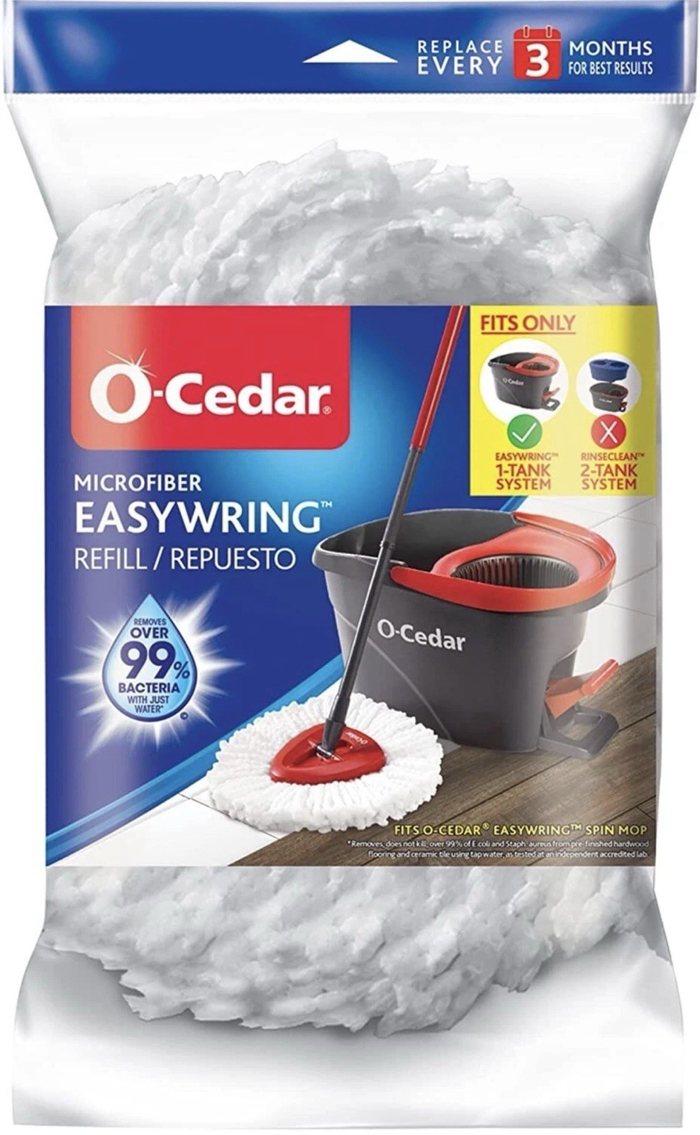 NEW O-Cedar Easy Wring Spin Mop Refill, 1 Count (Pack of 6)