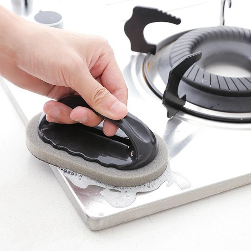 Magic Emery Sponge Cleaning Brush with Handle Rust Stain Eraser Kitchen Bath