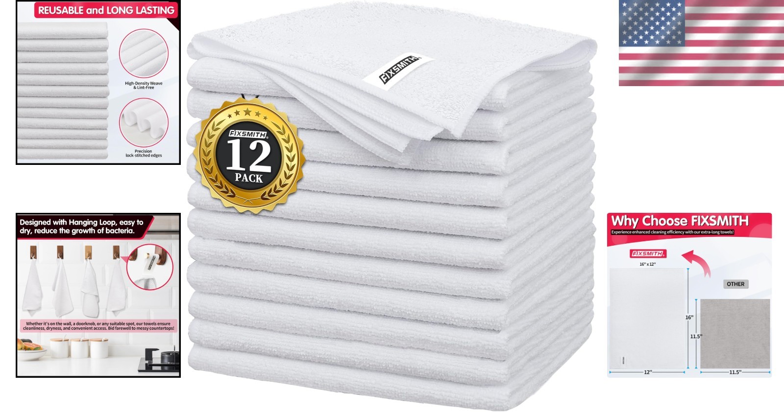 Ultra-Soft Microfiber Cleaning Towels – 12 Pack for Scratch-Free Cleaning