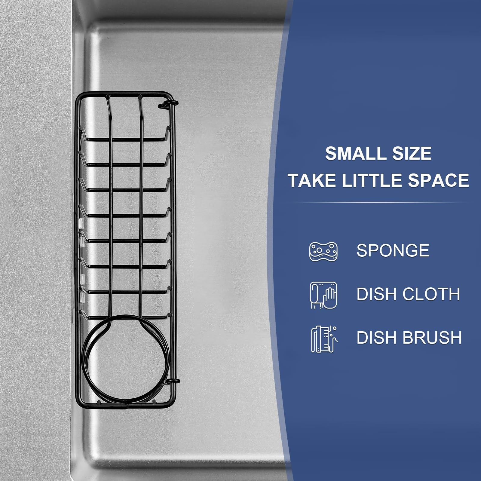 3-In-1 Sponge Holder for Kitchen Sink, 2 Type Suspension Options (Suction Cup…