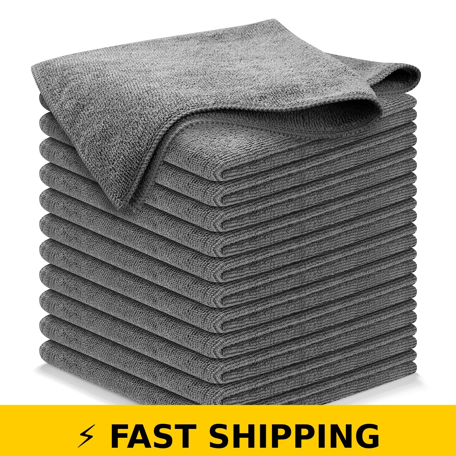 USANOOKS Microfiber Cleaning Cloth 12 Pcs – Ultra Absorbent Grey