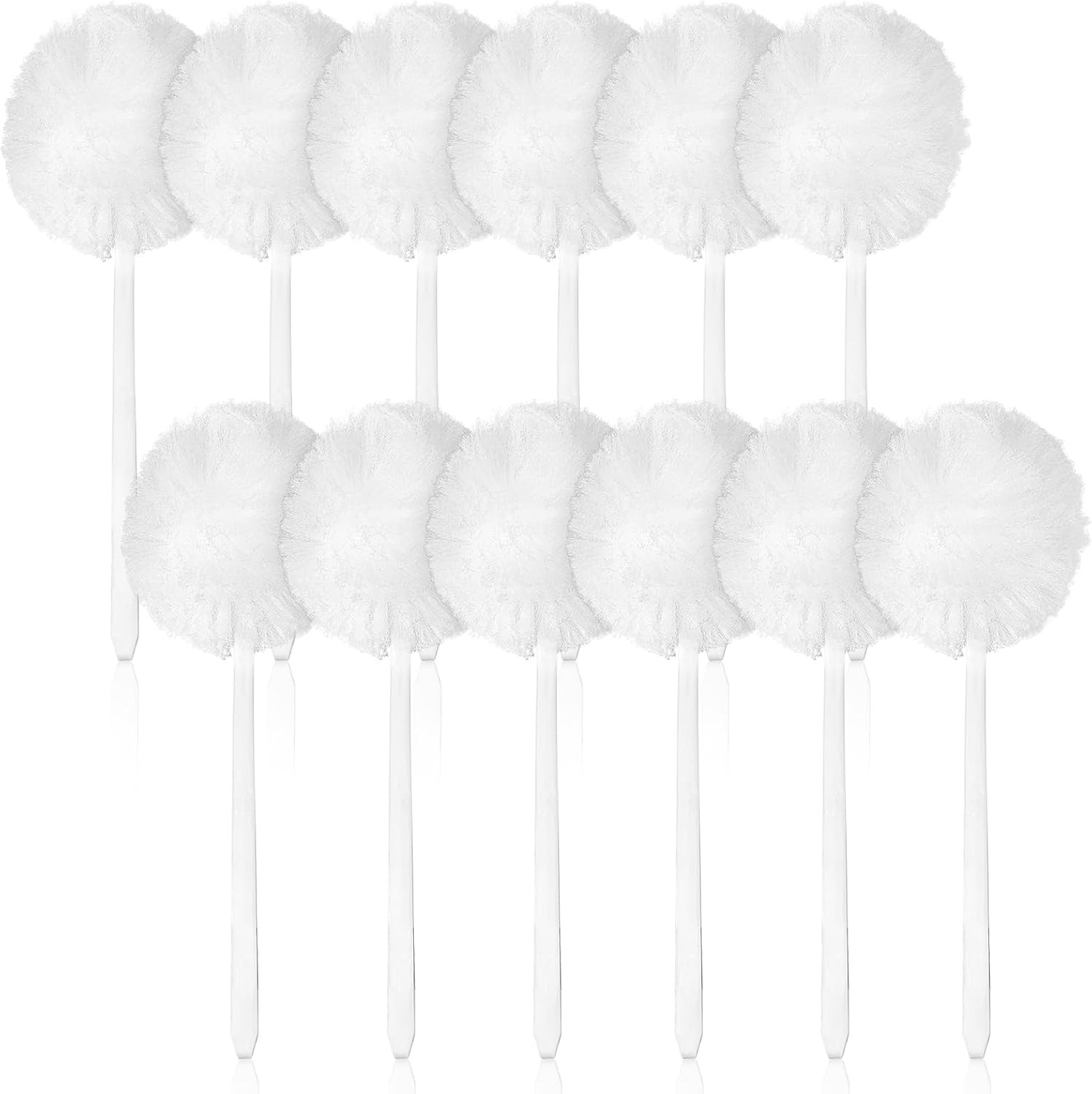 12 Pcs Toilet Bowl Brushes Soft Swab Polyester Head 15 Inch White Reusable Long