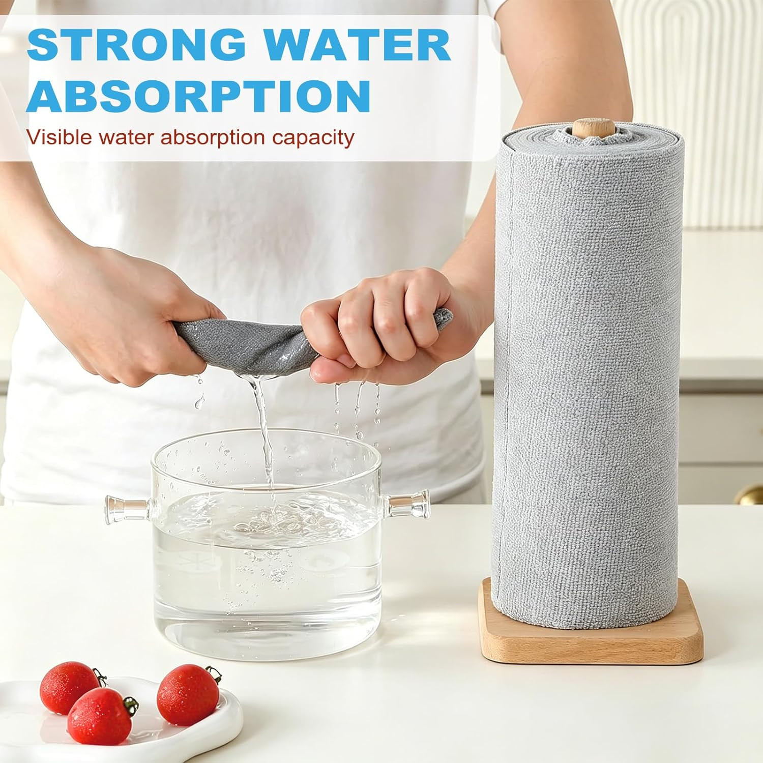 55 Pack Microfiber Cleaning Cloth Roll, Tear Away Reusable Paper Towels, 11″ X 9