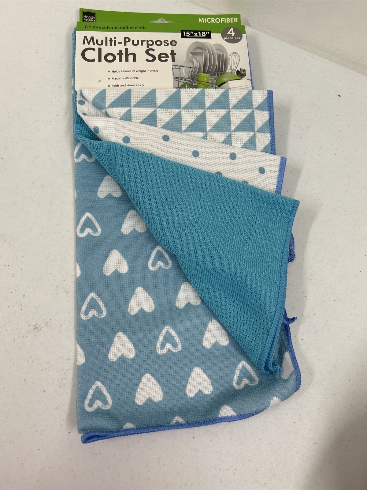 Lot Of 2 Handy Helpers 4 Pack Multi-Purpose Microfiber Cloths Size 15”X18” NEW
