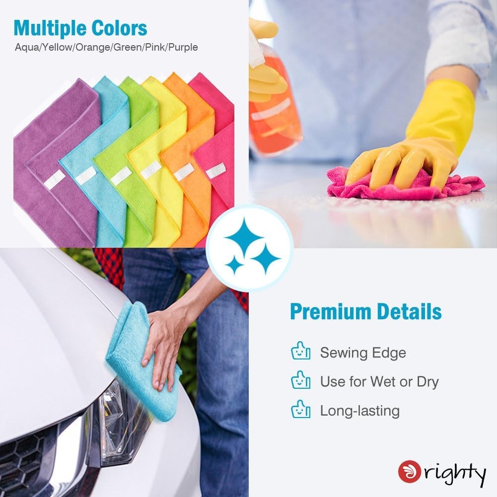 Microfiber Cleaning Cloth Pack of 12, Microfiber Towels for Cars, Highly
