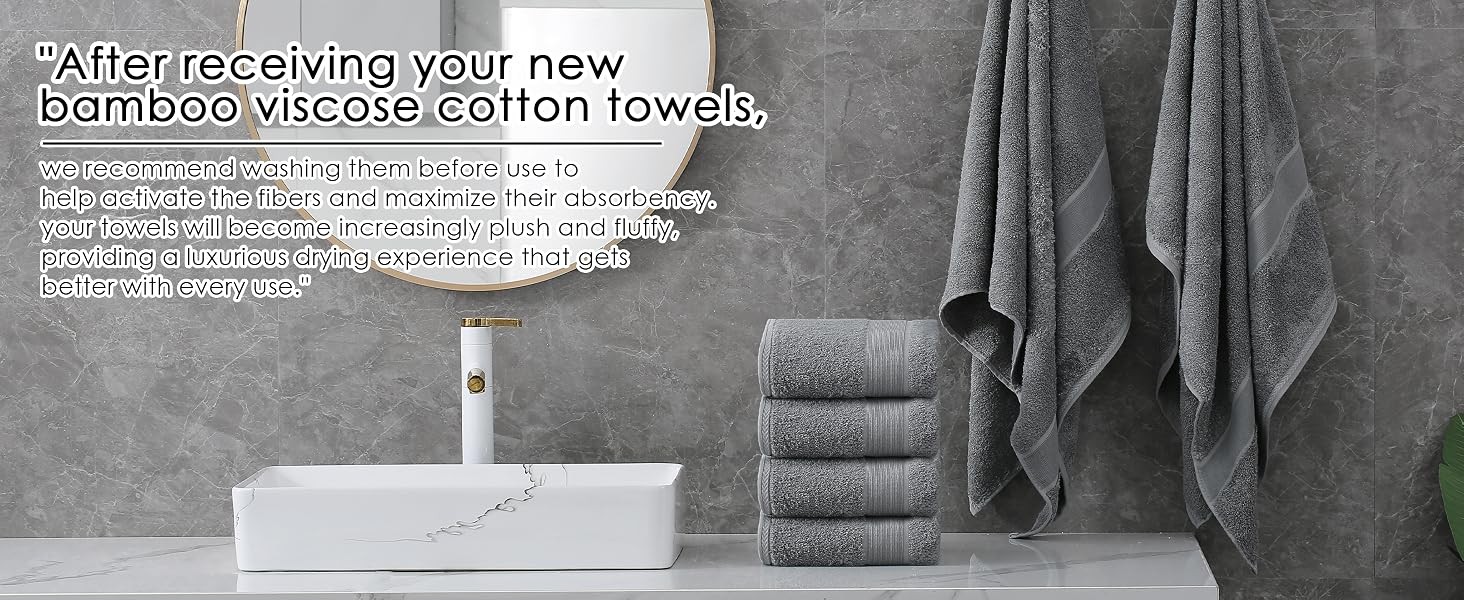 Bath Towels, 27x54inch – Natural, Ultra Absorbent Towels for Bathroom, Travel,