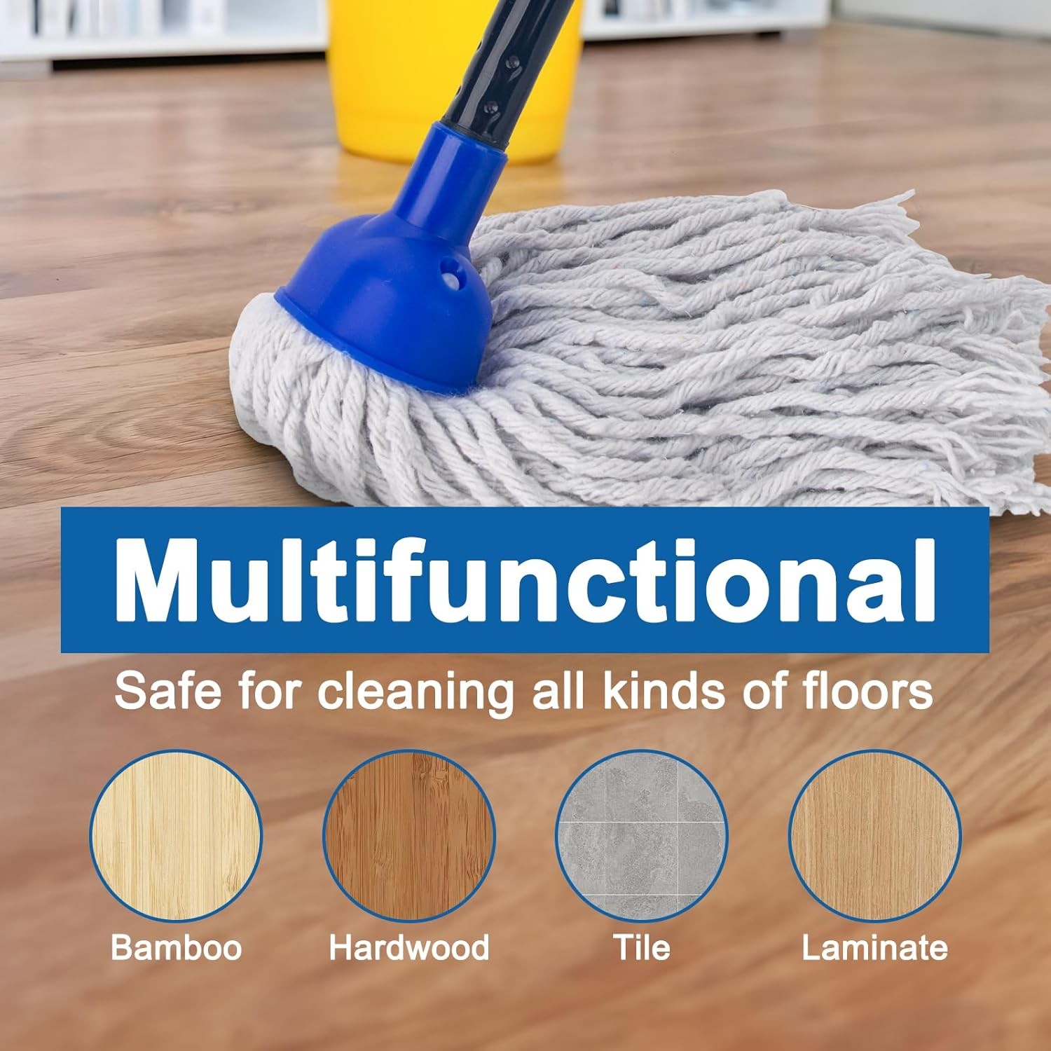 Mop for Floor Cleaning,2 Pcs Cotton String Wet Mops Replacement Head