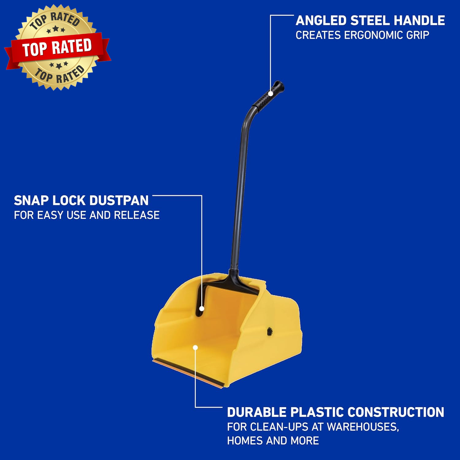 Debris Dustpan with Handle, Jumbo Debris Pan, Trash Collection for Industrial/Pr
