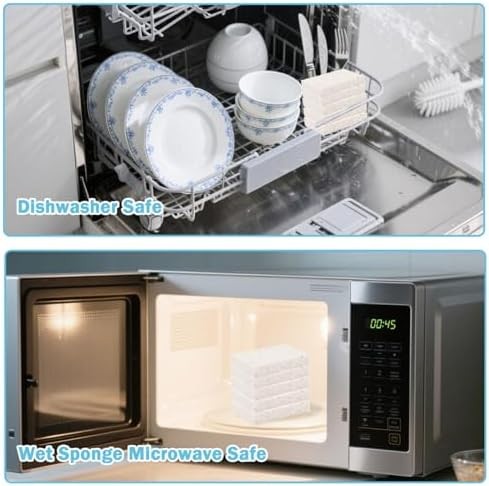 White Sponges Kitchen 10 Pack Natural Compressed Cellulose Sponges for Dishes No