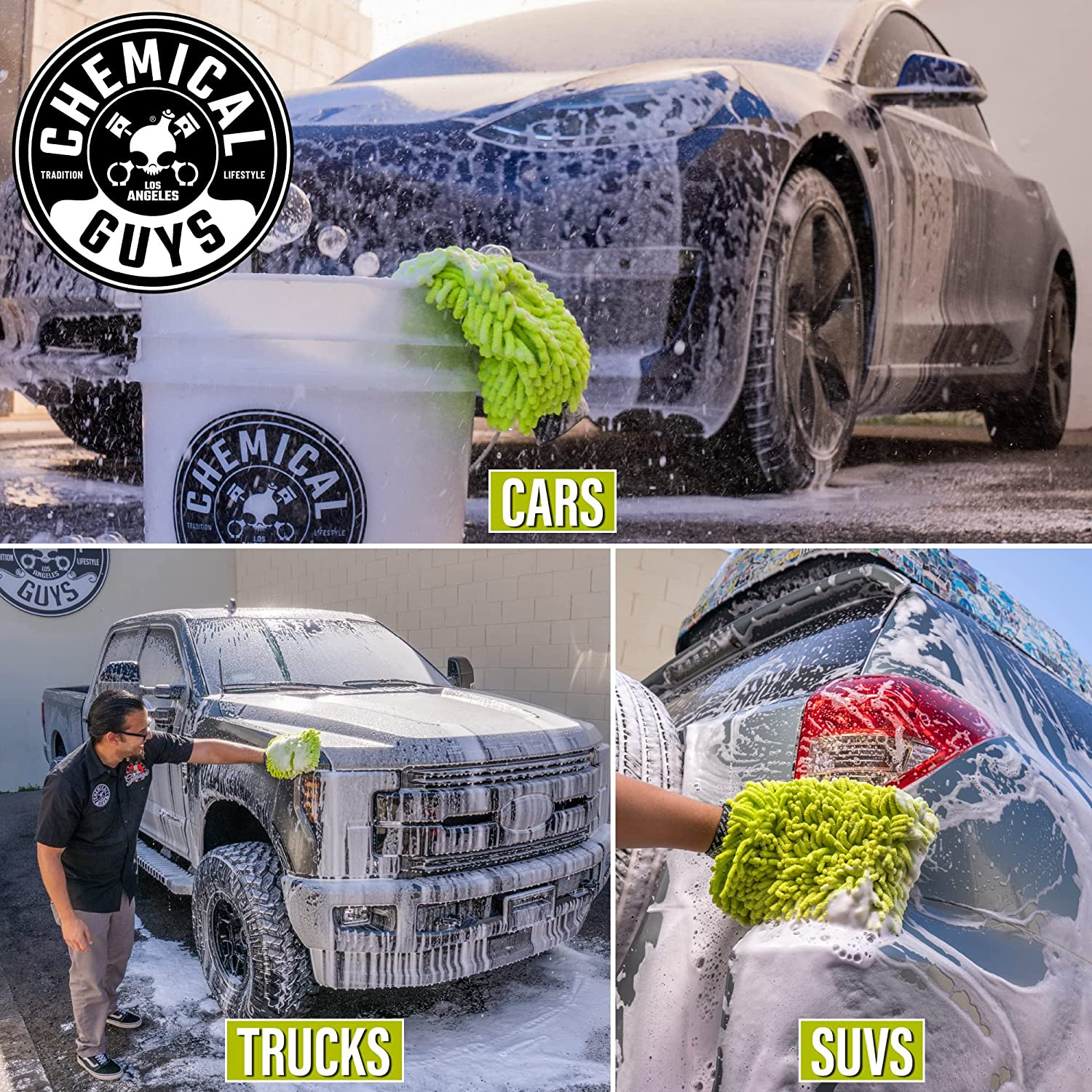 Chemical Guys Chenille Premium Scratch-Free Microfiber Wash Mitt for Car Washing