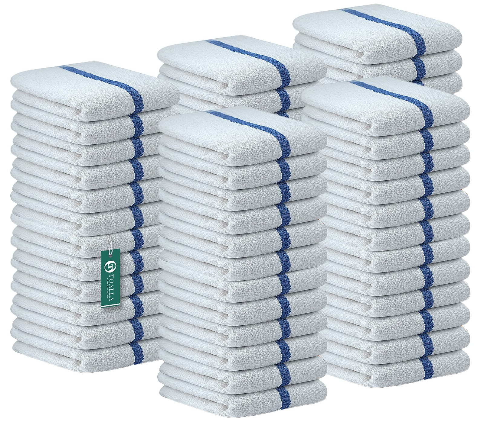 Bar Mop Blue Stripe 10lbs 16×19 Pack Of 60 100% Cotton Double Stitched Route Rea