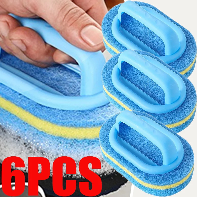 6/3/1Pcs Household Cleaning Brush with Handle Sponge High-Density Thick Scouring