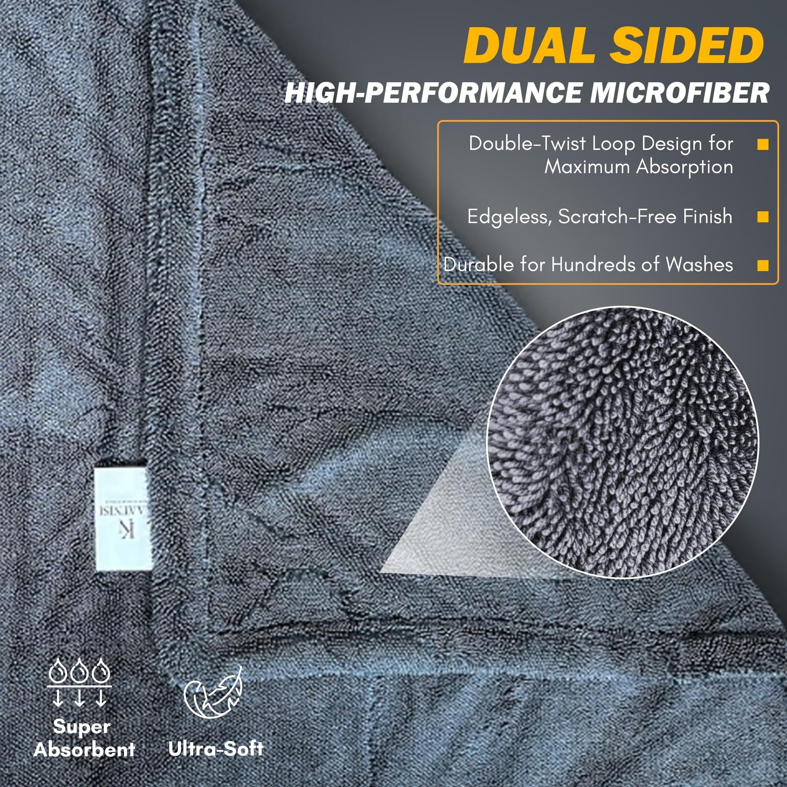 20×30 Inch 1200GSM Premium Dual Sided Super Absorbent Microfiber Car Towel