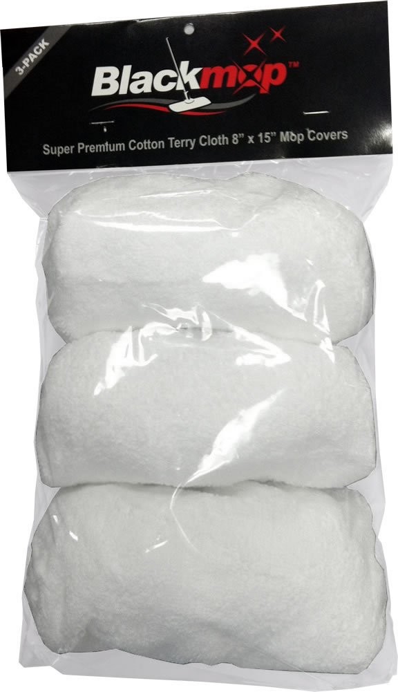 Super Premium Cotton Terry Cloth 8″ x 15″ Mop Cover – 3 Pack