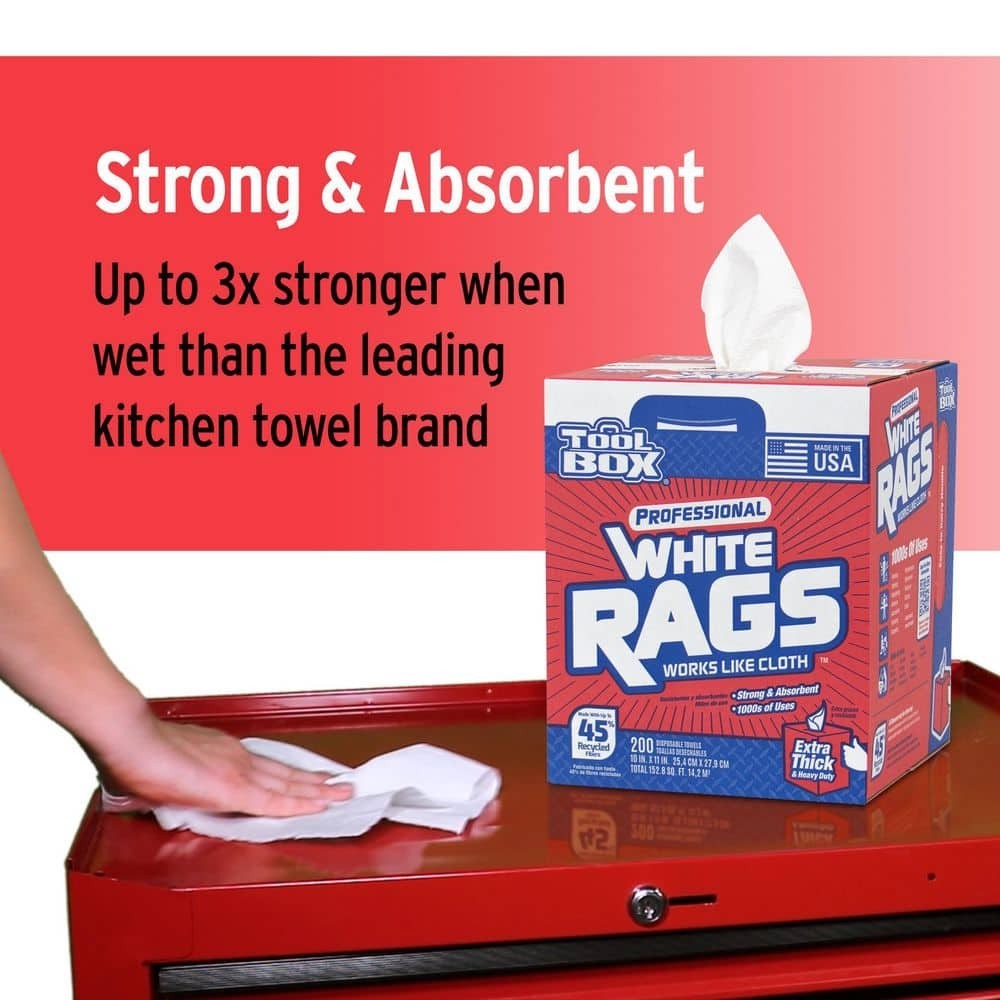 White Painter’s Rags 200 Sheets Disposable Natural Fiber Cloths 10×11 In