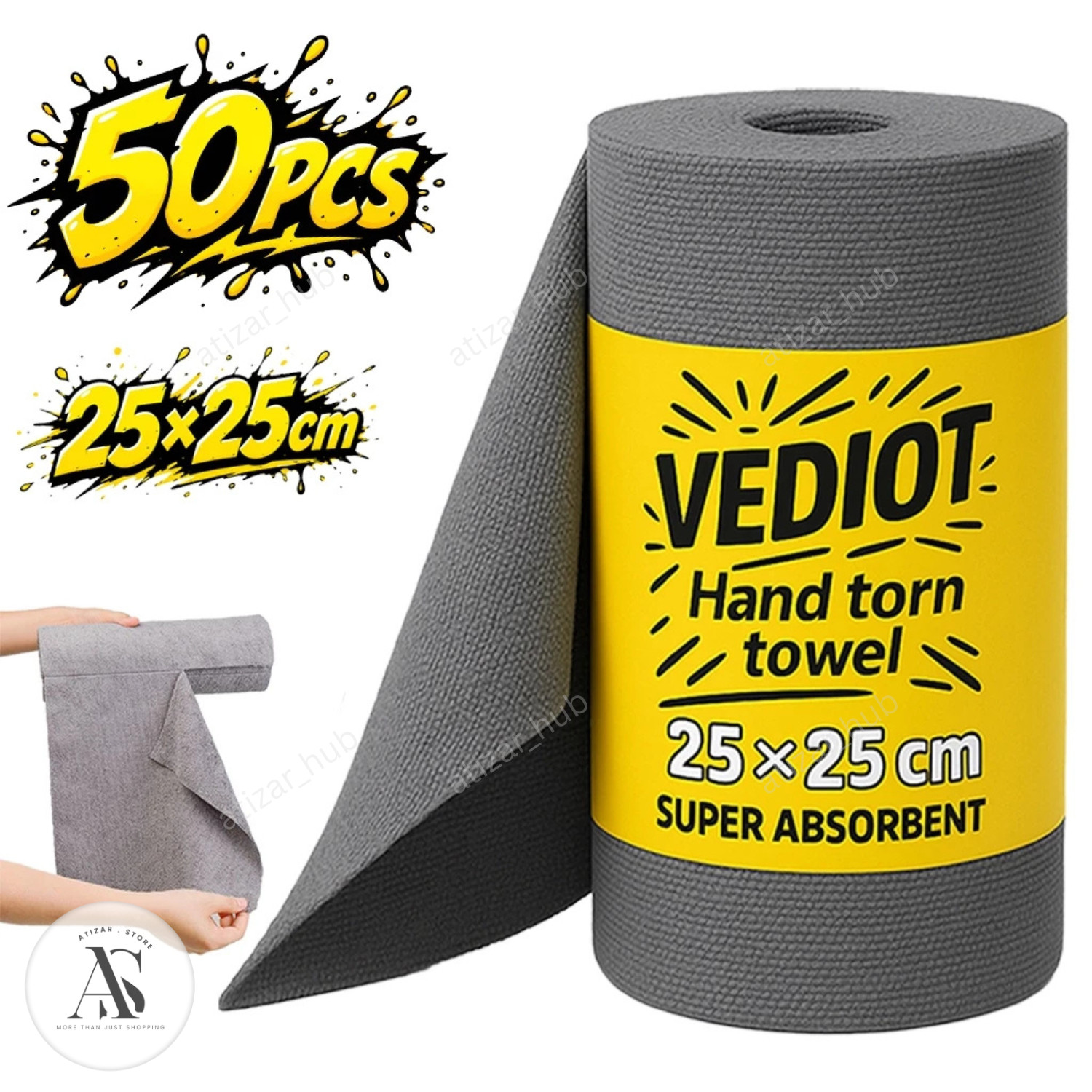 50pcs Microfiber Car Cleaning Towel Roll 25x25cm Reusable Multi-Purpose Cleaning