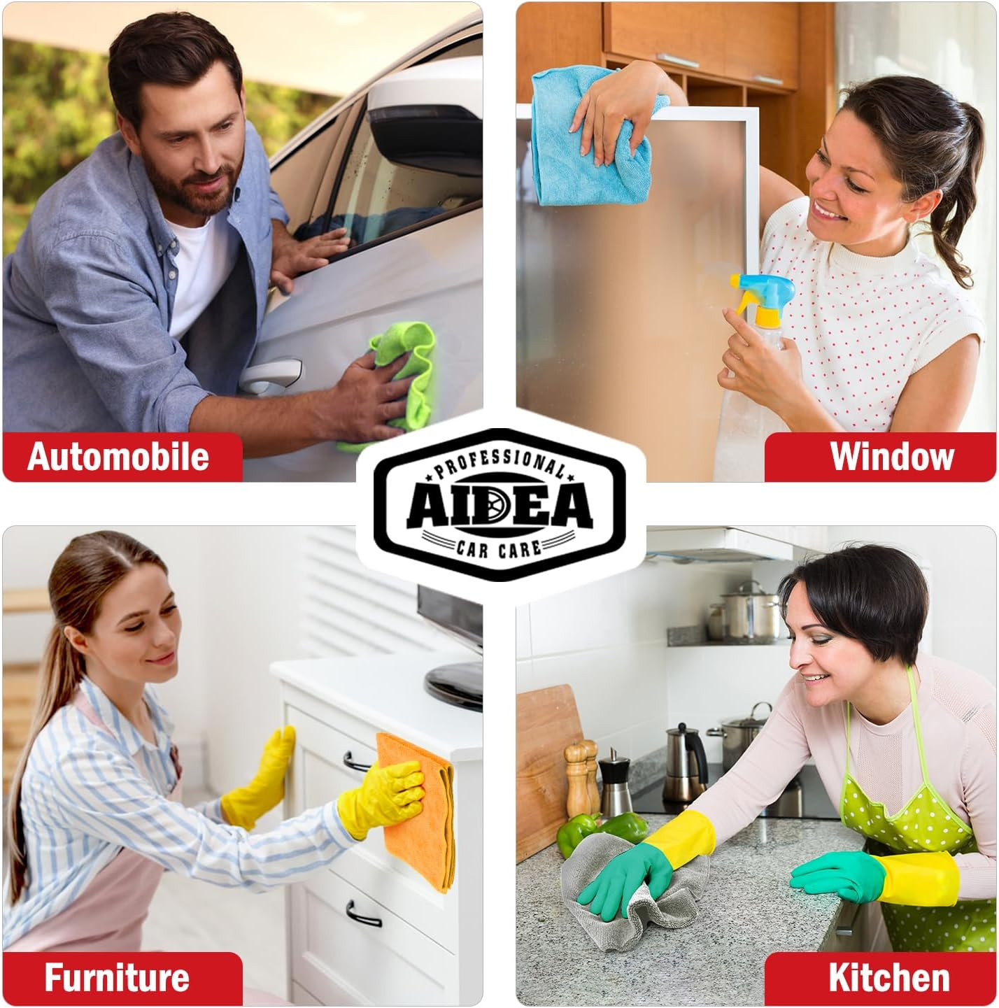 Microfiber Cleaning Cloth 12 Pack, Microfiber Towels for Cars, Soft & Absorbent