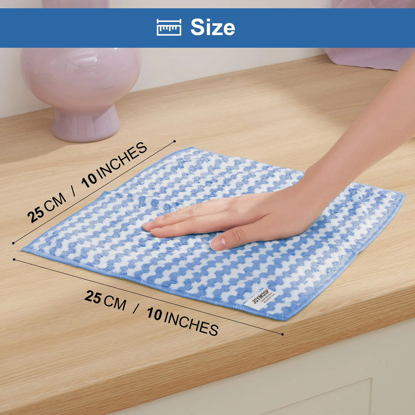 Microfiber Cleaning Cloths – 18 Pack, 10″ X 10″, Blue