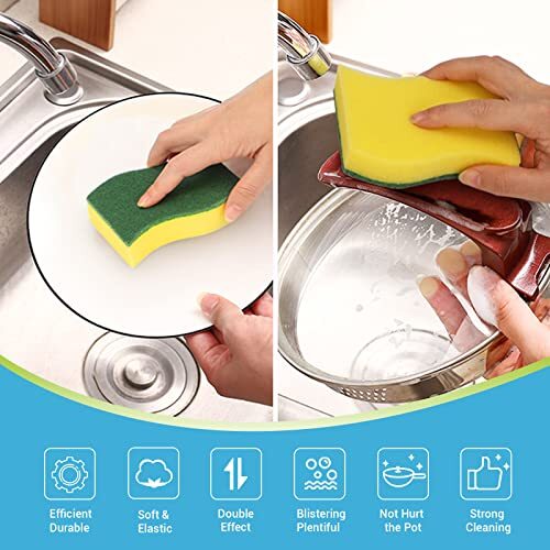 AIDEA Heavy Duty Scrub Sponge-50 Count, Cleaning Assorted Colors , Sizes
