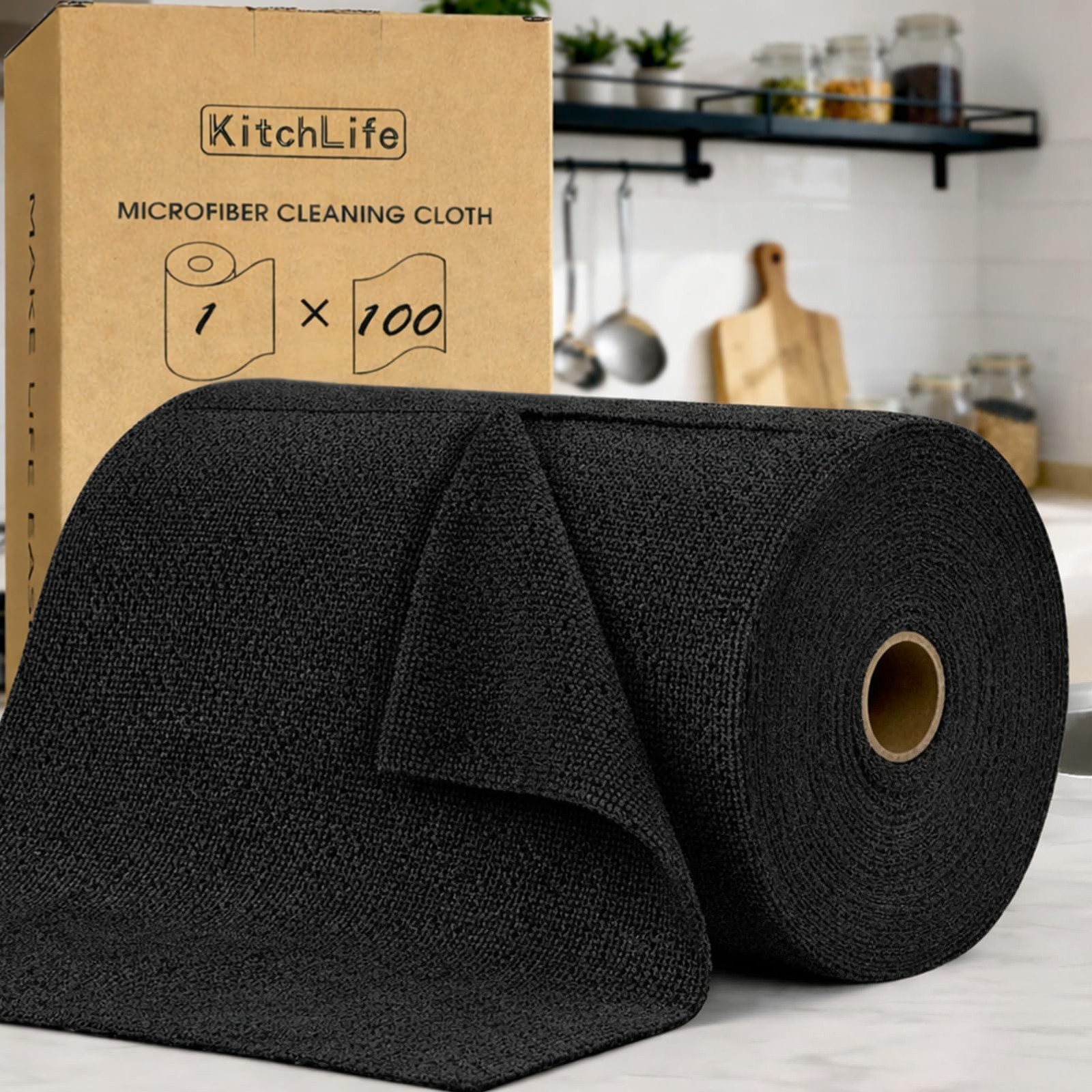 Microfiber Cleaning Cloth Roll, 100 Pack – Lint-Free, Reusable, Washable Towels