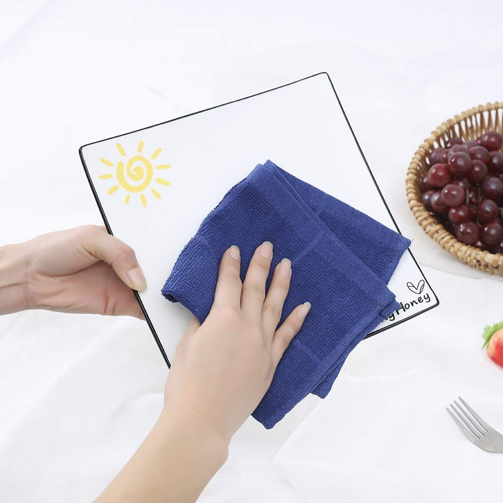 Glynniss Blue Dish Cloths Kitchen Highly Absorbent Navy Rags 11×11,
