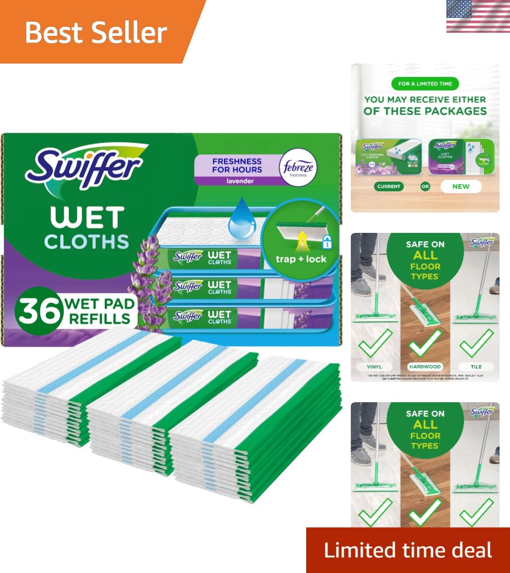 Sweeper Wet Mopping Cloth 36 Count Lavender